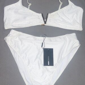 Fashion Nova White Textured Bikini Set